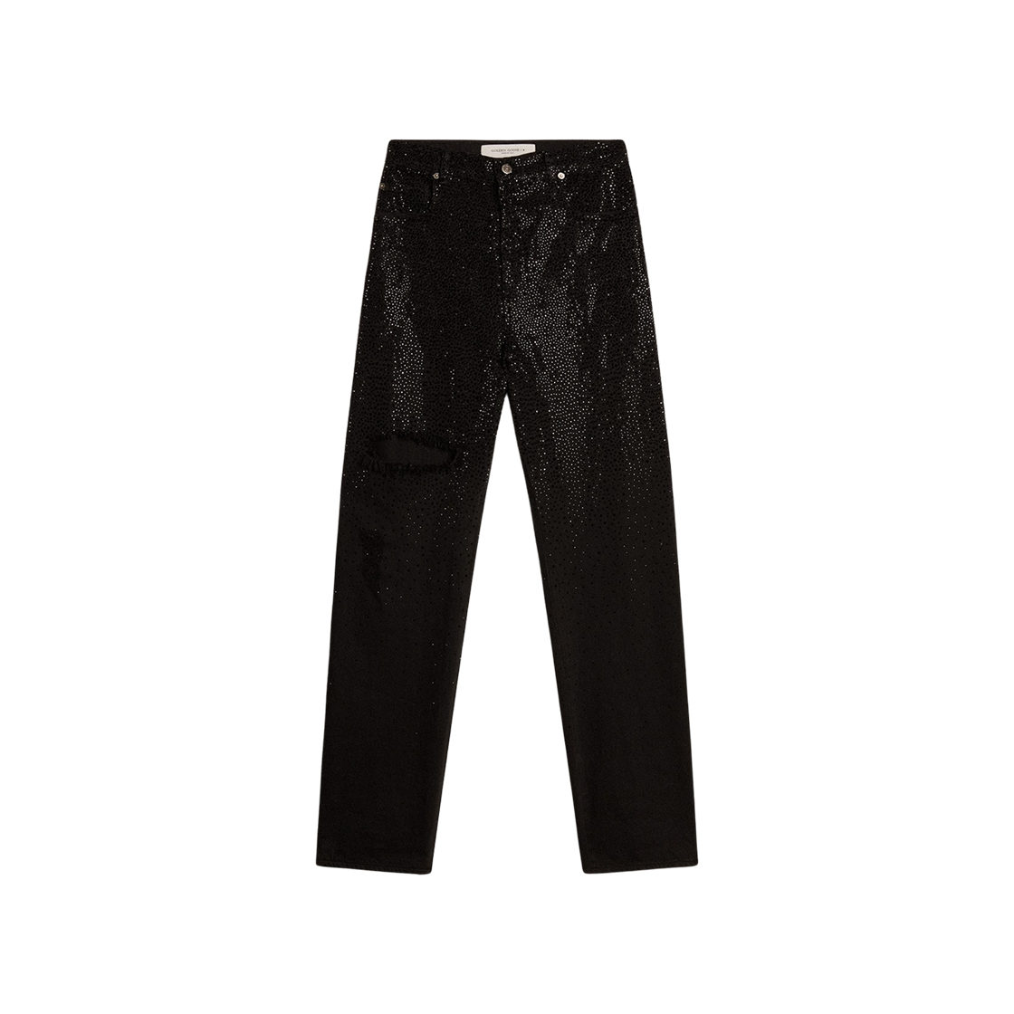 GWP00844-P001475-90100 (W) Golden Goose Crystal Decoration Cotton Denim Pants Black