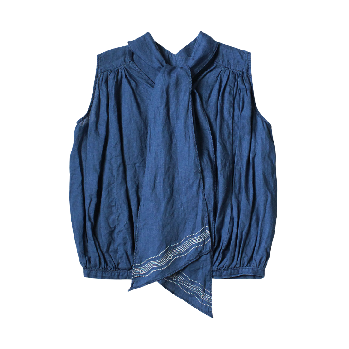 캐피탈 프렌치 크로스 리넨 투웨이 초커 캐미 수플 크레스트 프린트 인디고(Kapital French Cross Linen 2-Way Choker Cami Souffle Crest Print Indigo) - 2