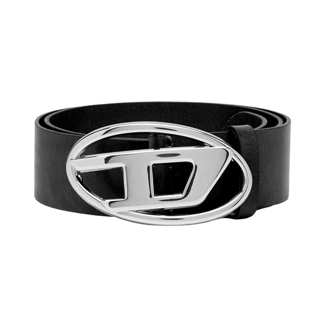 X08727PR666-H6528 Diesel B-1DR W Leather Belt with D Buckle Black
