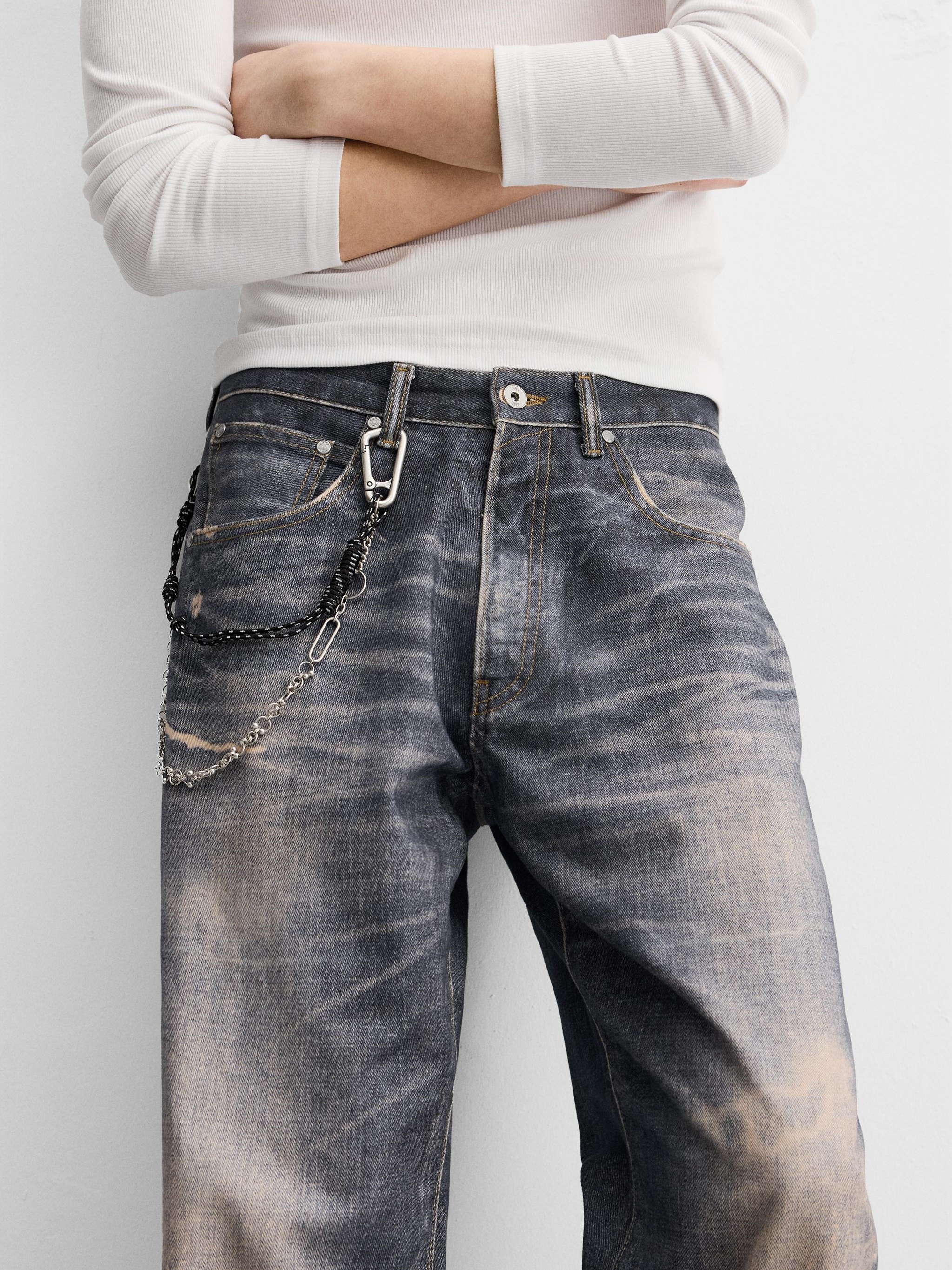 Zara Printed Washed Baggy Fit Jeans Blue 착용 스타일