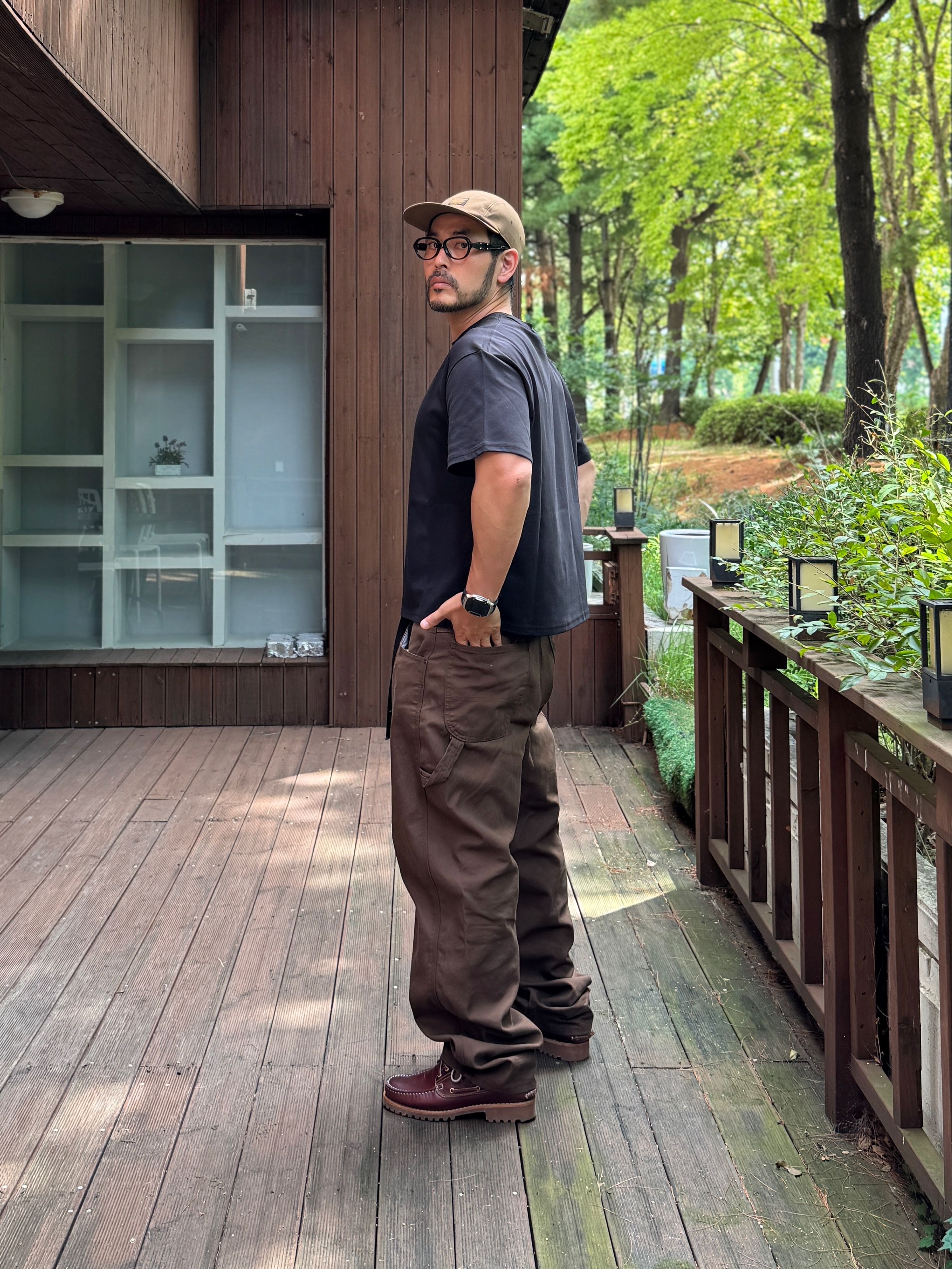 Timberland Authentic 3-Eye Classic Lug Burgundy -Wide 착용 스타일 - 2