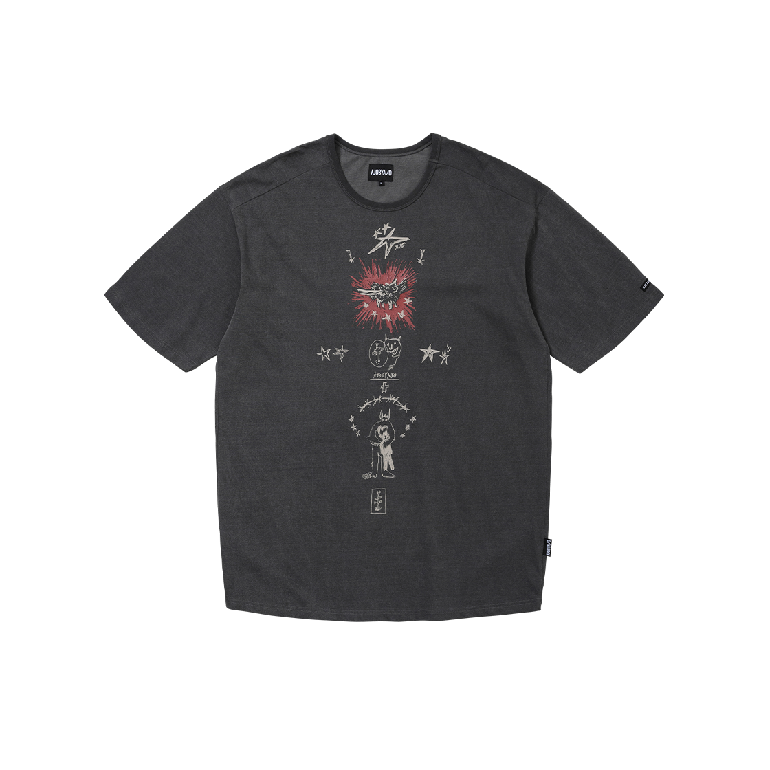 AJ254TE001CH AJOBYAJO Blessing Doodle T-shirt Charcoal