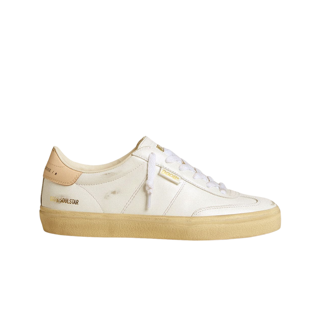 GWF00464-F006931-10310 (W) Golden Goose Soul Star Pink Leather Heel Tab Sneakers White