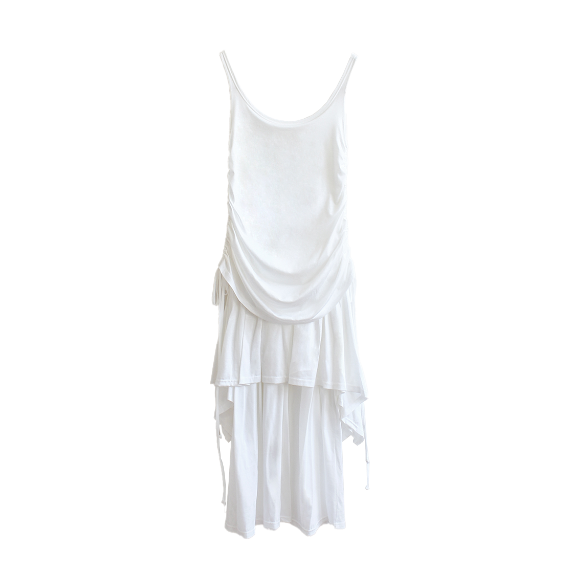 루바티 플레어 셔링 레이어드 드레스 아이보리(Rubati Flare Shirring Layered Dress Ivory)