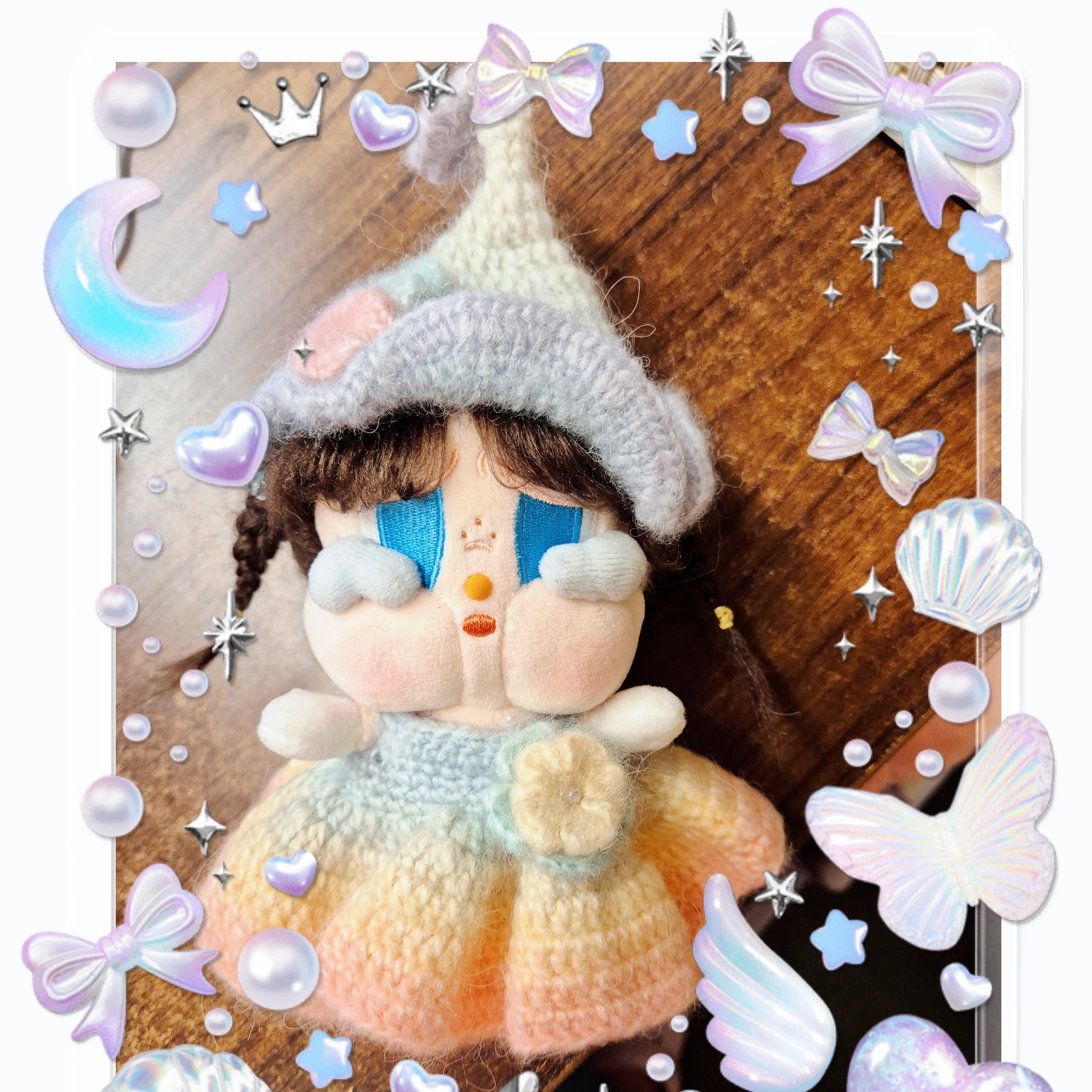 Pop Mart Crybaby Shiny Shiny Series Plush Pedant Blister Pack 착용 스타일