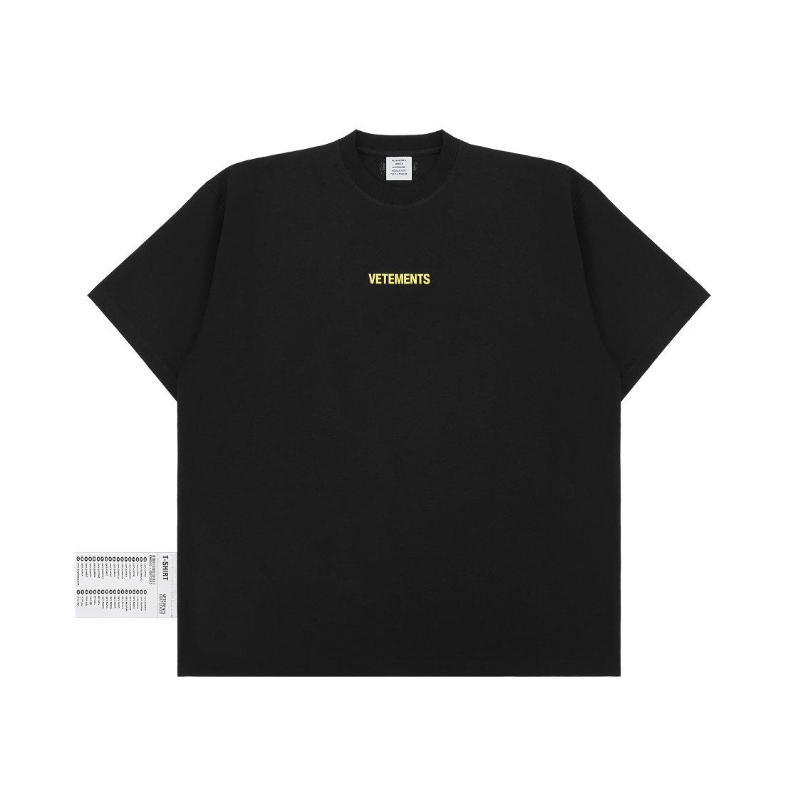 UE52TR120X Vetements Logo Label T-Shirt Black Neon Yellow