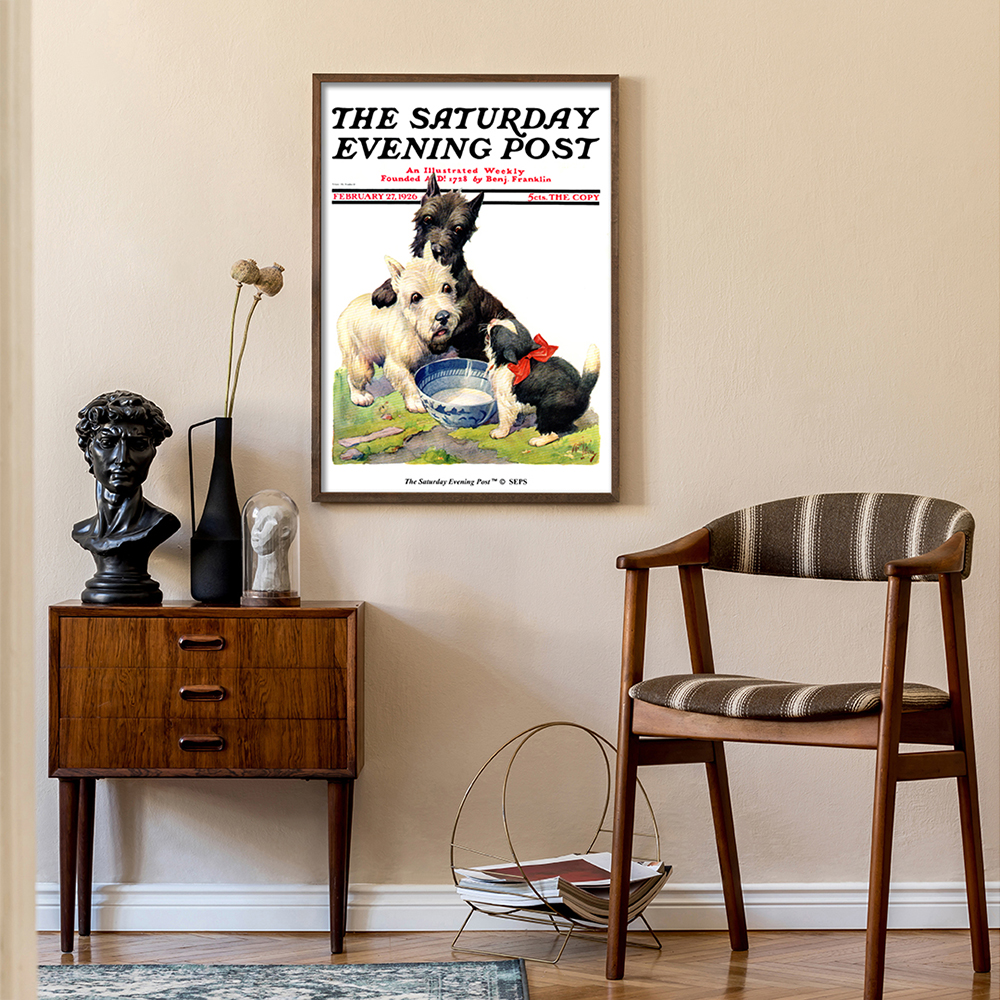 더 새터데이 이브닝 포스트 프레임 포스터_우유 그릇 경비대 고양이_A2(The Saturday Evening Post Framed Poster_Cat Guards Bowl of Milk_A2) - 3