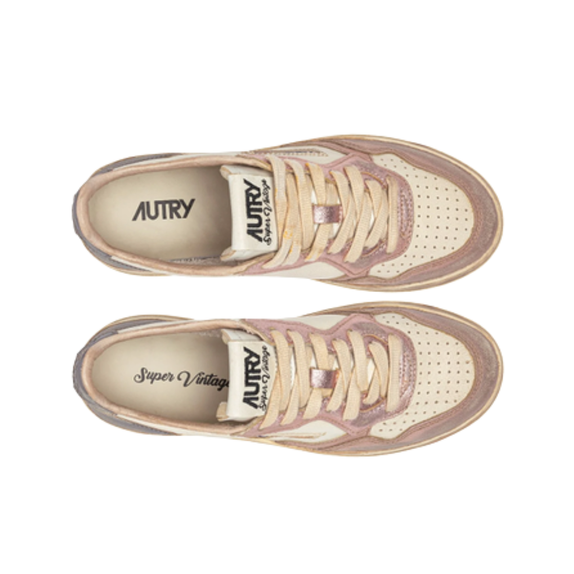 (W) 오트리 슈퍼 빈티지 메달리스트 로우 레더 스니커즈 화이트 로즈((W) Autry Super Vintage Medalist Low Leather Sneakers White Rose) - 2