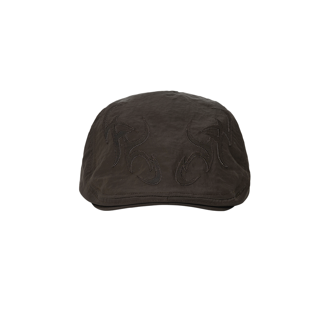 아조바이아조 트라이벌 로고 나일론 플랫 캡 다크 브라운(AJOBYAJO Tribal Logo Nylon Flat Cap Dark Brown) - 2