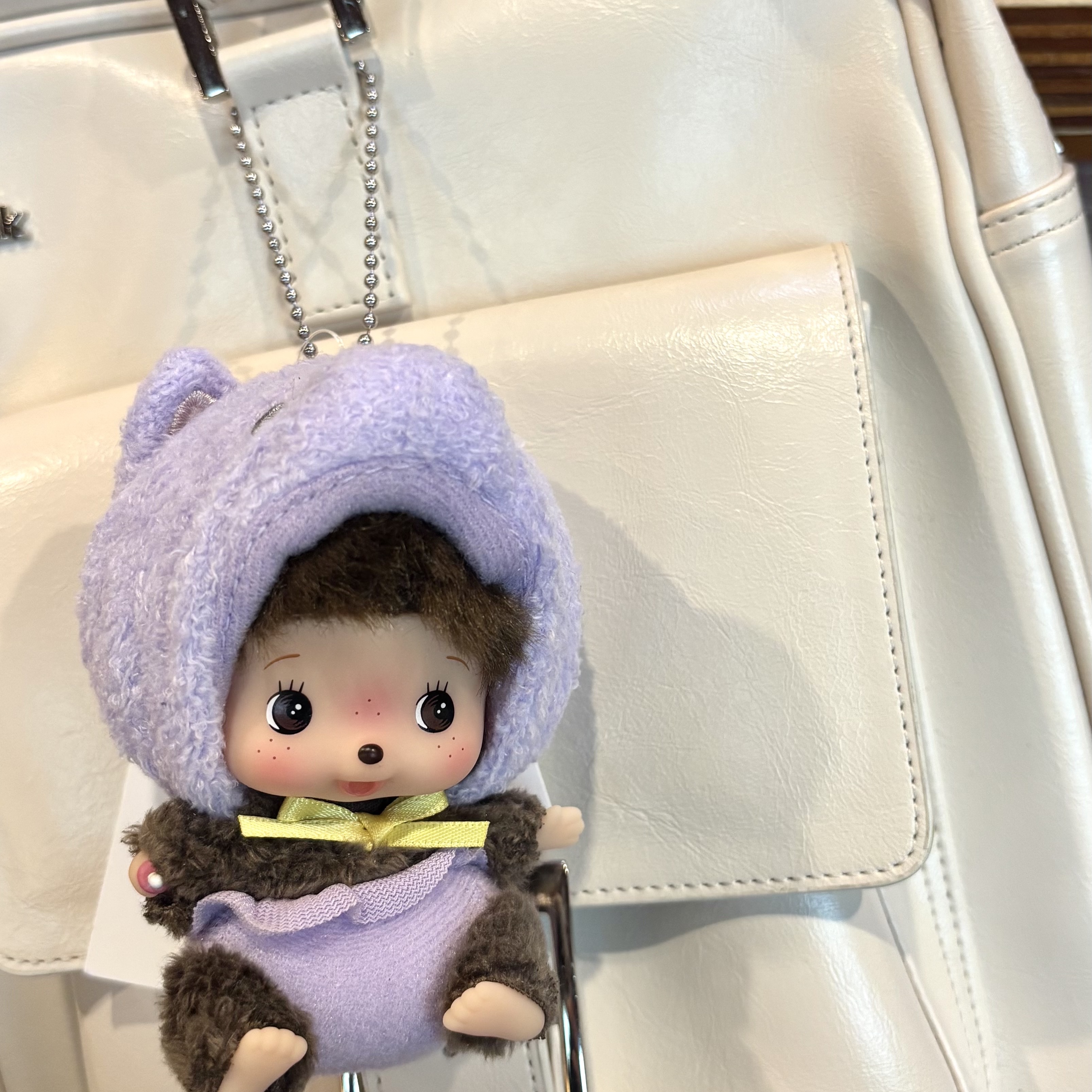 Monchhichi Animal Bebichhichi SS Cat Key Chain Purple, Fillintheblank PK Shoulder Bag Eggshell 착용 스타일