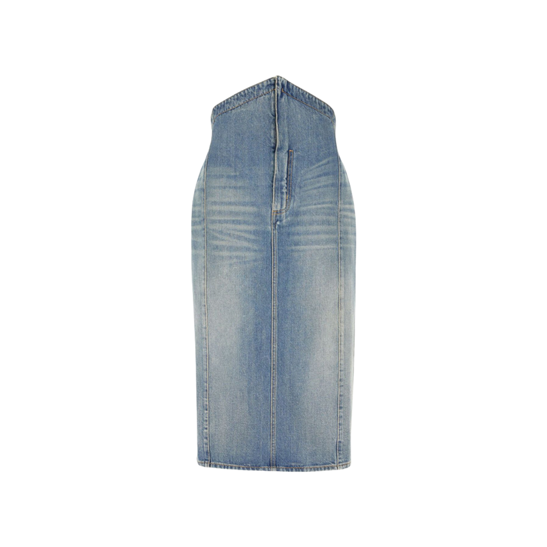 (W) 알렉산더 맥퀸 폴드 오버 웨이스트 데님 스커트 스톤 위시드((W) Alexander McQueen Fold Over Waisted Denim Skirt Stone Washed)