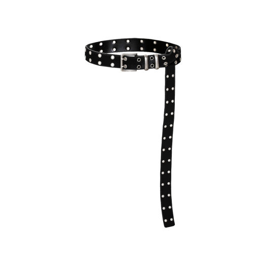 K25FWUA01-BK-01 Kamien x MJD Double Hole Belt Black Shearling Calfskin