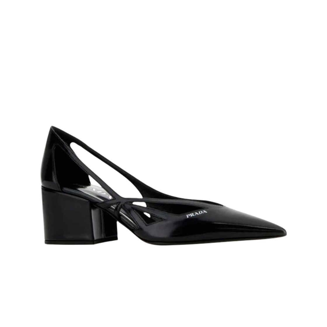 (W) 프라다 브러쉬드 레더 컷아웃 펌프스 블랙((W) Prada Brushed Leather Cut-Out Pumps Black) - 1