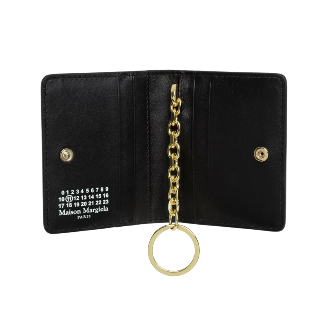 S56UI0128P4985T8013 Maison Margiela Soft Calfskin Keyring Card Holder Black - #2