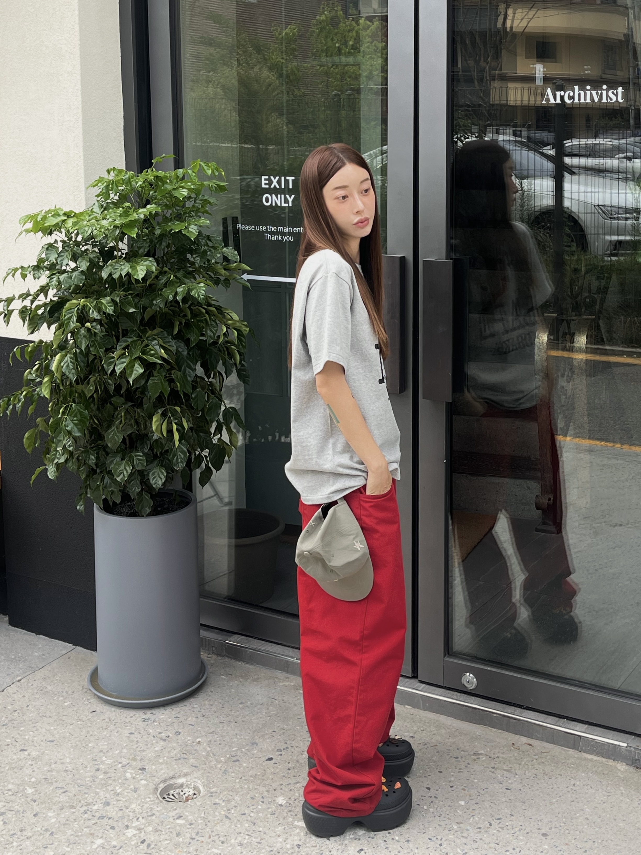 Aoiro 6-Panel Bone A/N Cap Olive, BAPE I Love Bape Osaka T-Shirt Gray - Osaka Pop-Up Store Exclusive 착용 스타일 - 5