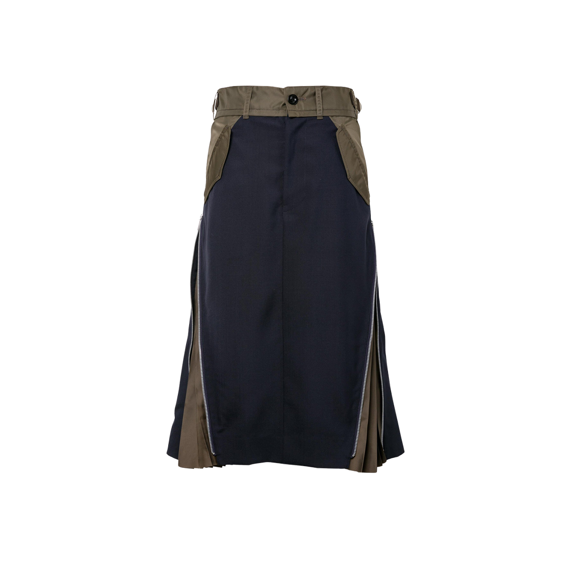 (W) 사카이 수팅 믹스 스커트 네이비 다크 카키((W) Sacai Suiting Mix Skirt Navy Dark Khaki)