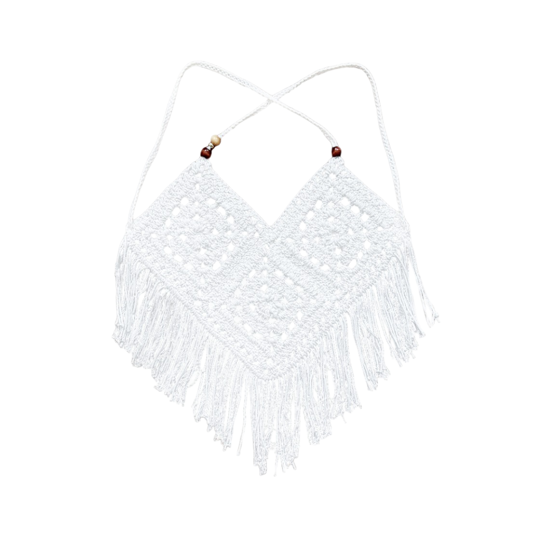 25SSKNIT04 Rubati Handmade Crochet Tassel Knit Vest White