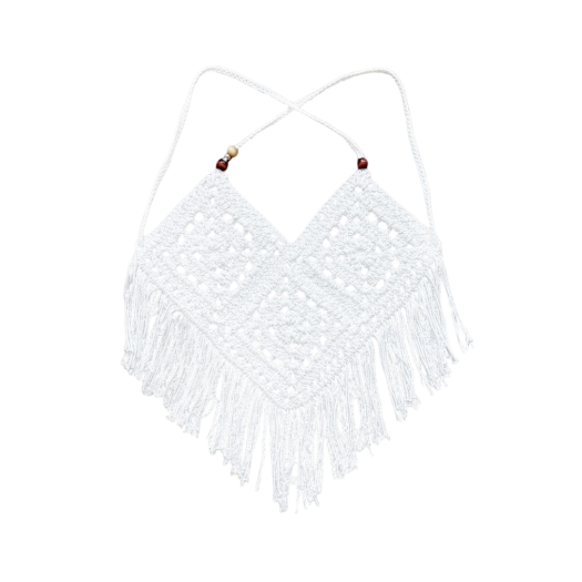25SSKNIT04 Rubati Handmade Crochet Tassel Knit Vest White