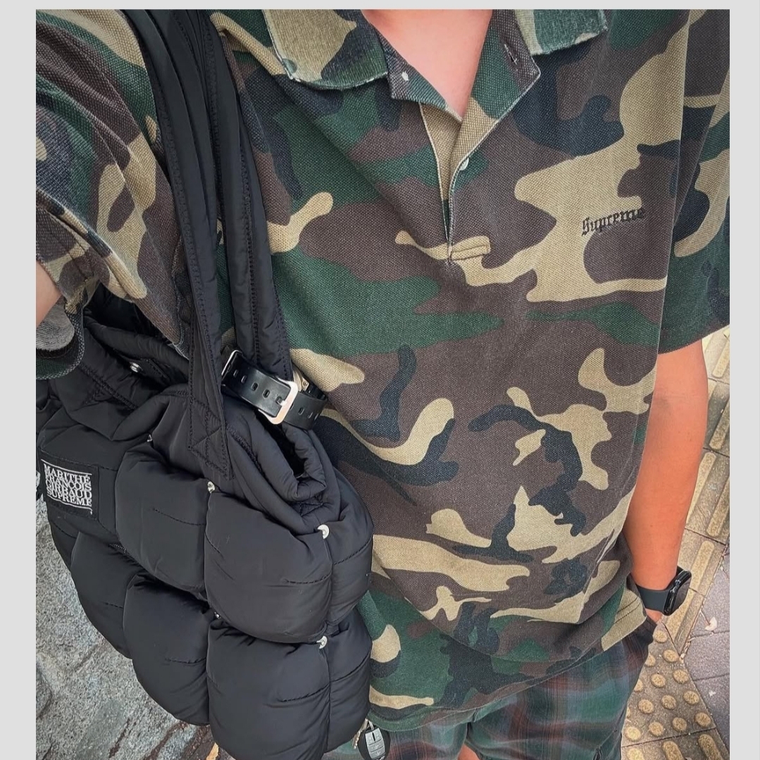 Supreme Washed Camo Polo Woodland Camo - 25SS 착용 스타일 - 1