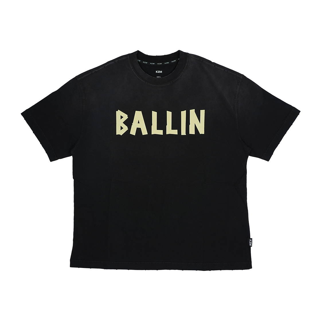 케이지엠 볼린 데미지 반팔 티셔츠(KZM Ballin Damage T-Shirt Black)