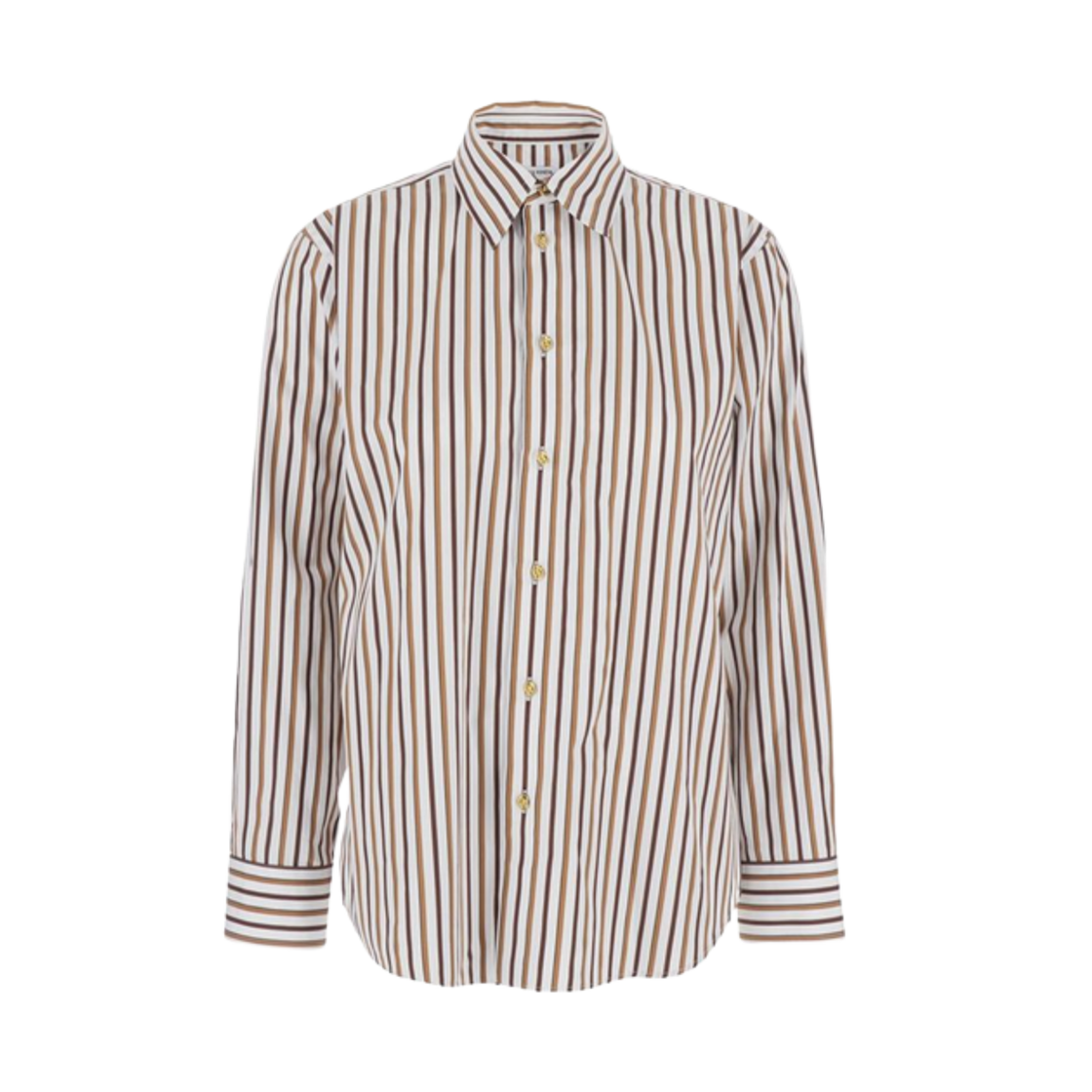 (W) 보테가 베네타 스트라이프 코튼 포플린 셔츠 초크 토피((W) Bottega Veneta Striped Cotton Poplin Shirt Chalk Toffee)