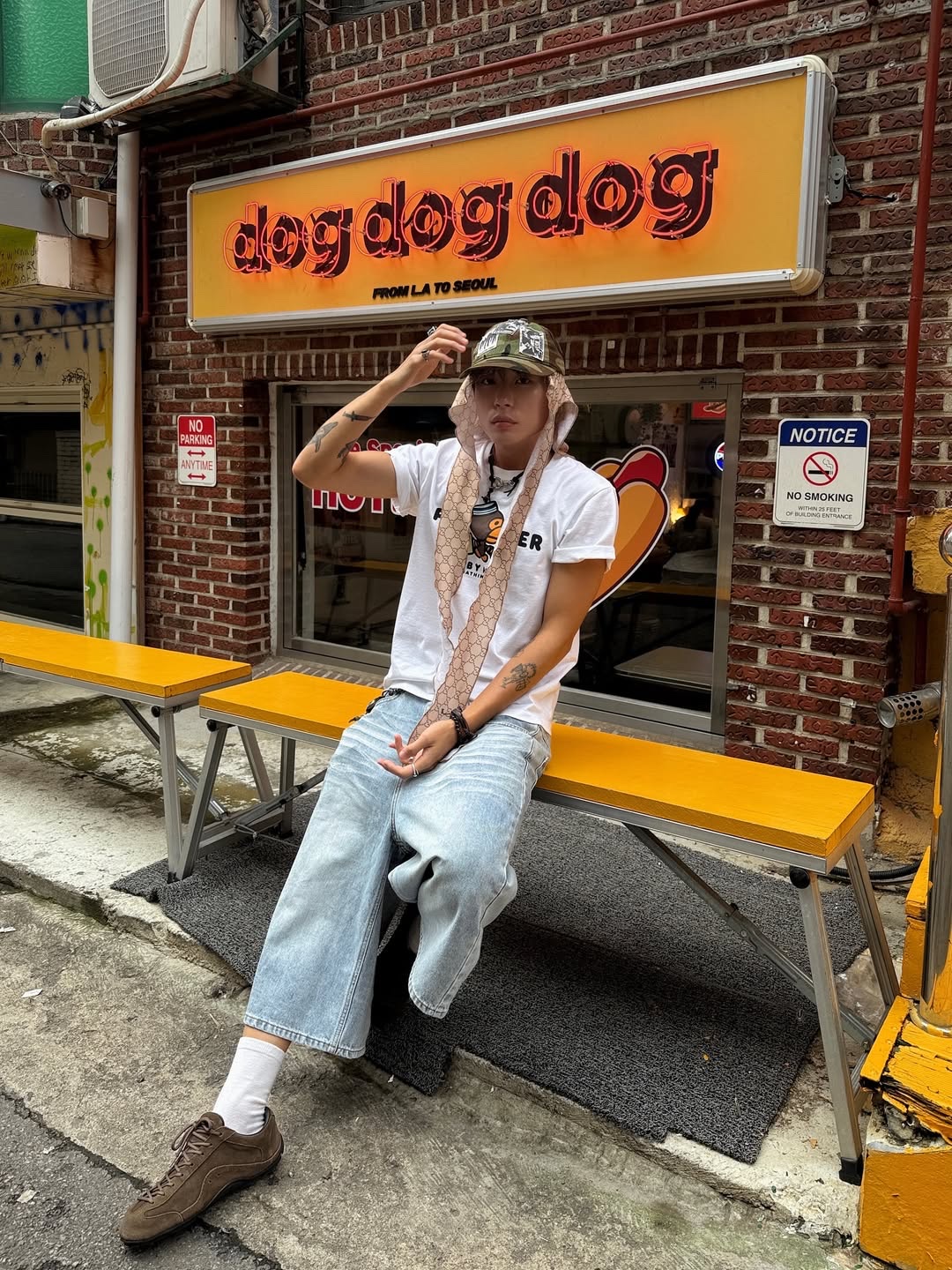 SSERPE Snake Bermuda Denim Pants Light Blue, SSERPE Snake Bermuda Denim Pants Vintage Blue 착용 스타일