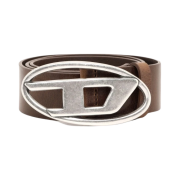 Diesel B-1DR Leather Belt with D Buckle Brown