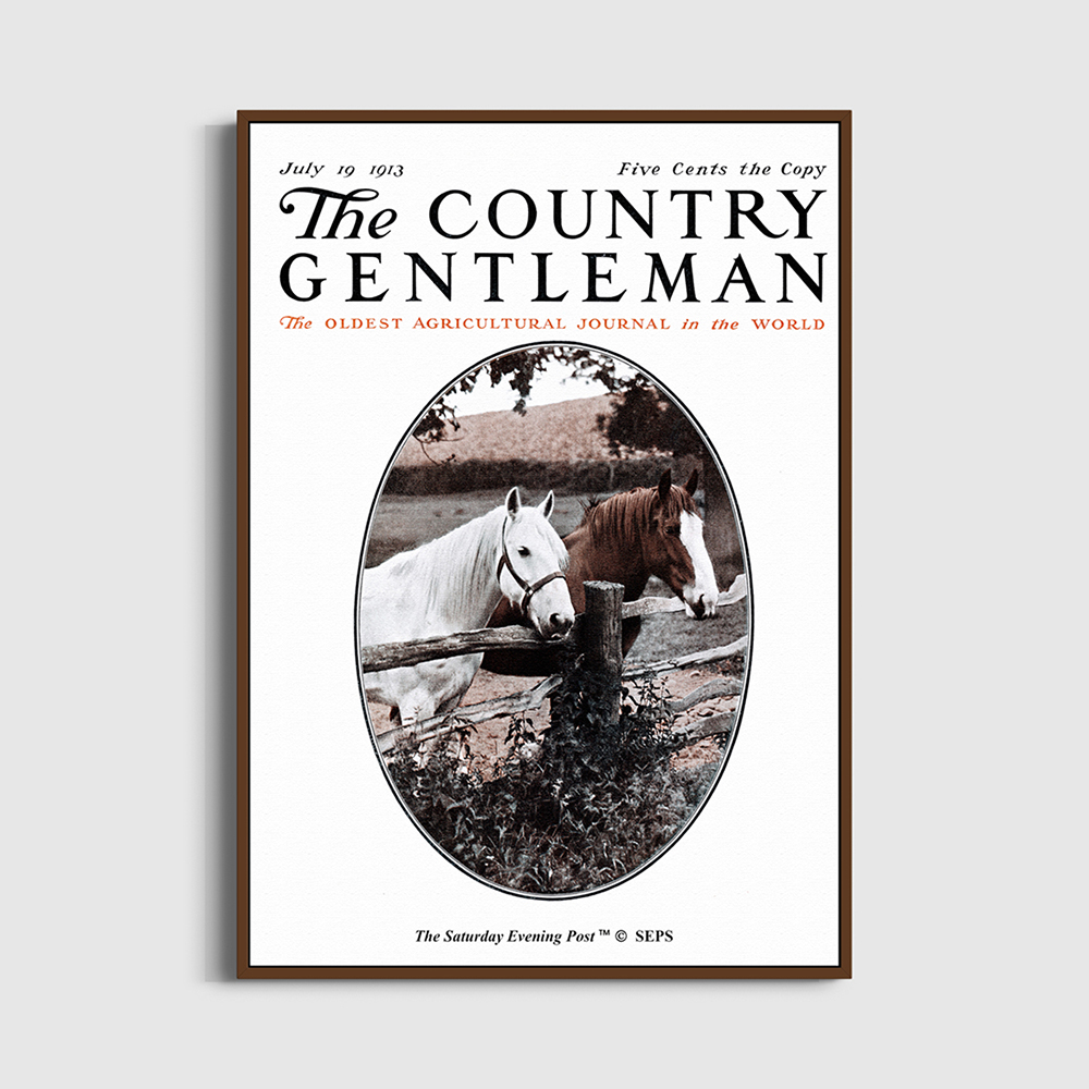 SFX3GD709A The Saturday Evening Post Framed Poster_Horses at Fence_A2
