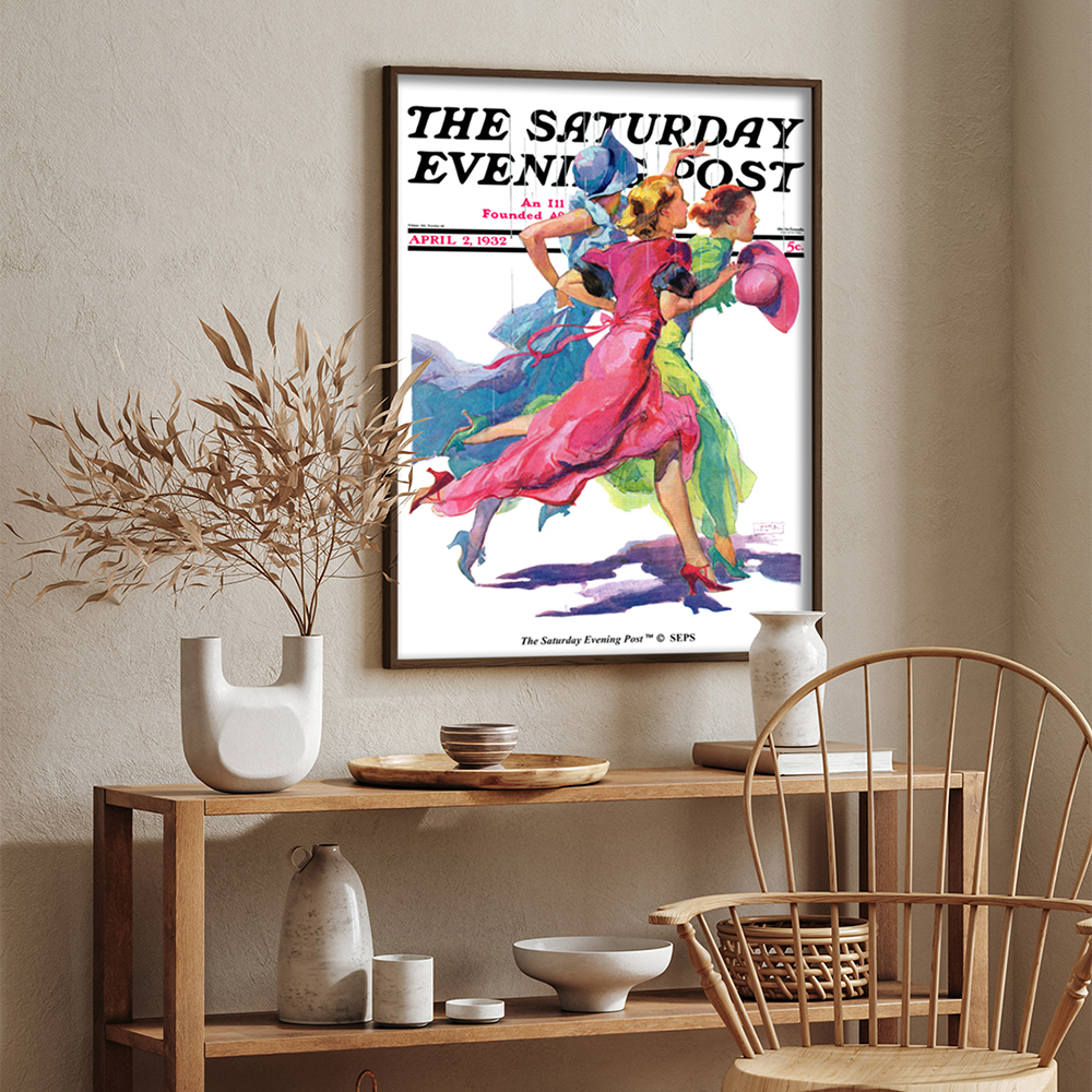 더 새터데이 이브닝 포스트 프레임 포스터_비를 피해 달리는 세 여성_A2(The Saturday Evening Post Framed Poster_Three Women Running from Rain_A2) - 4