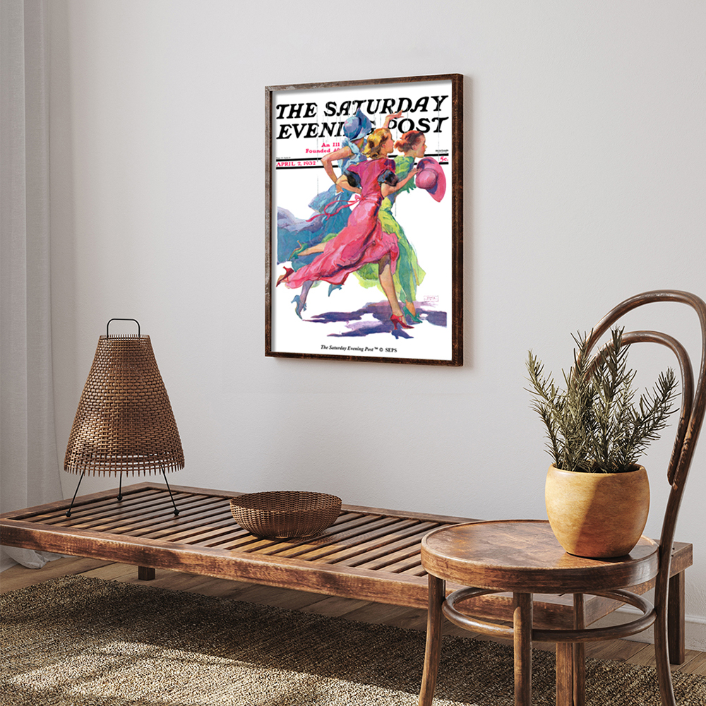 더 새터데이 이브닝 포스트 프레임 포스터_비를 피해 달리는 세 여성_A2(The Saturday Evening Post Framed Poster_Three Women Running from Rain_A2) - 5