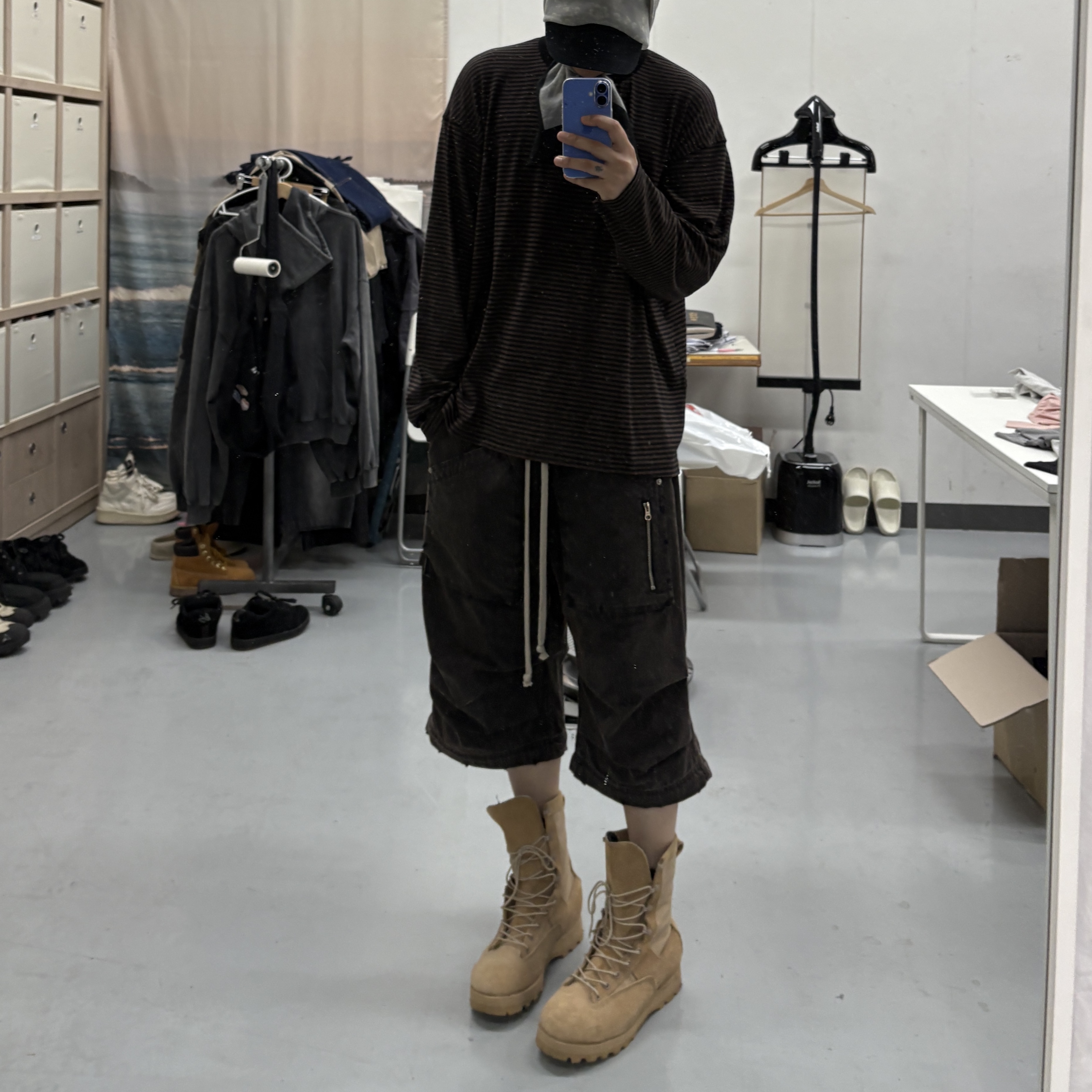 Flavorism VTG Detachable Ripstop Cargo pants Washed Brown 착용 스타일