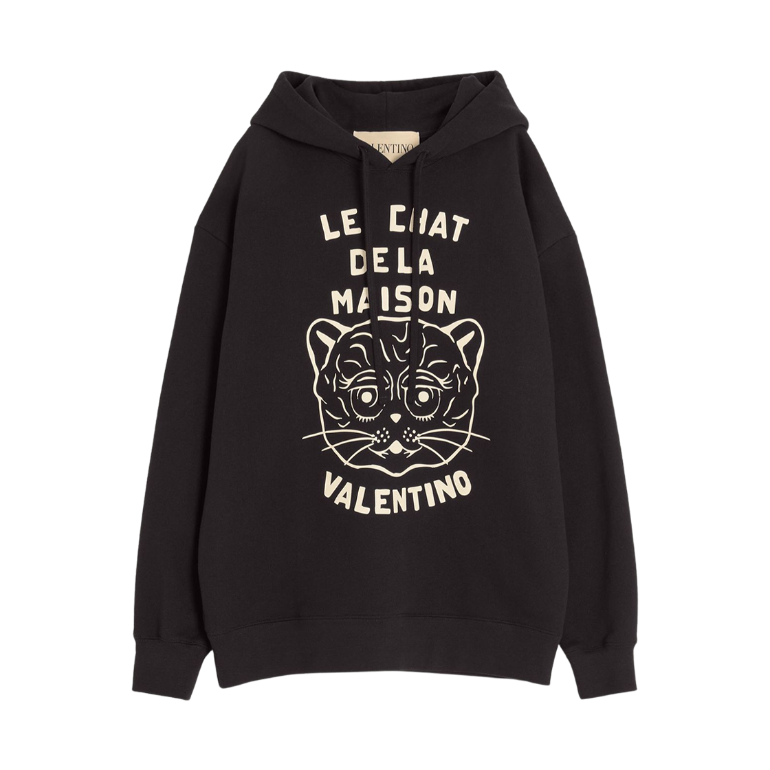 MF28NB339RA Valentino Cotton Sweatshirt with Le Chat De La Maison Patch Black Butter
