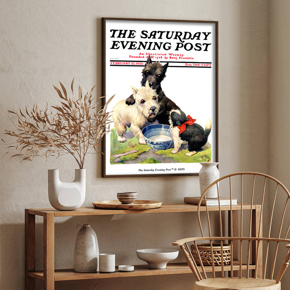 더 새터데이 이브닝 포스트 프레임 포스터_우유 그릇 경비대 고양이_A2(The Saturday Evening Post Framed Poster_Cat Guards Bowl of Milk_A2) - 4
