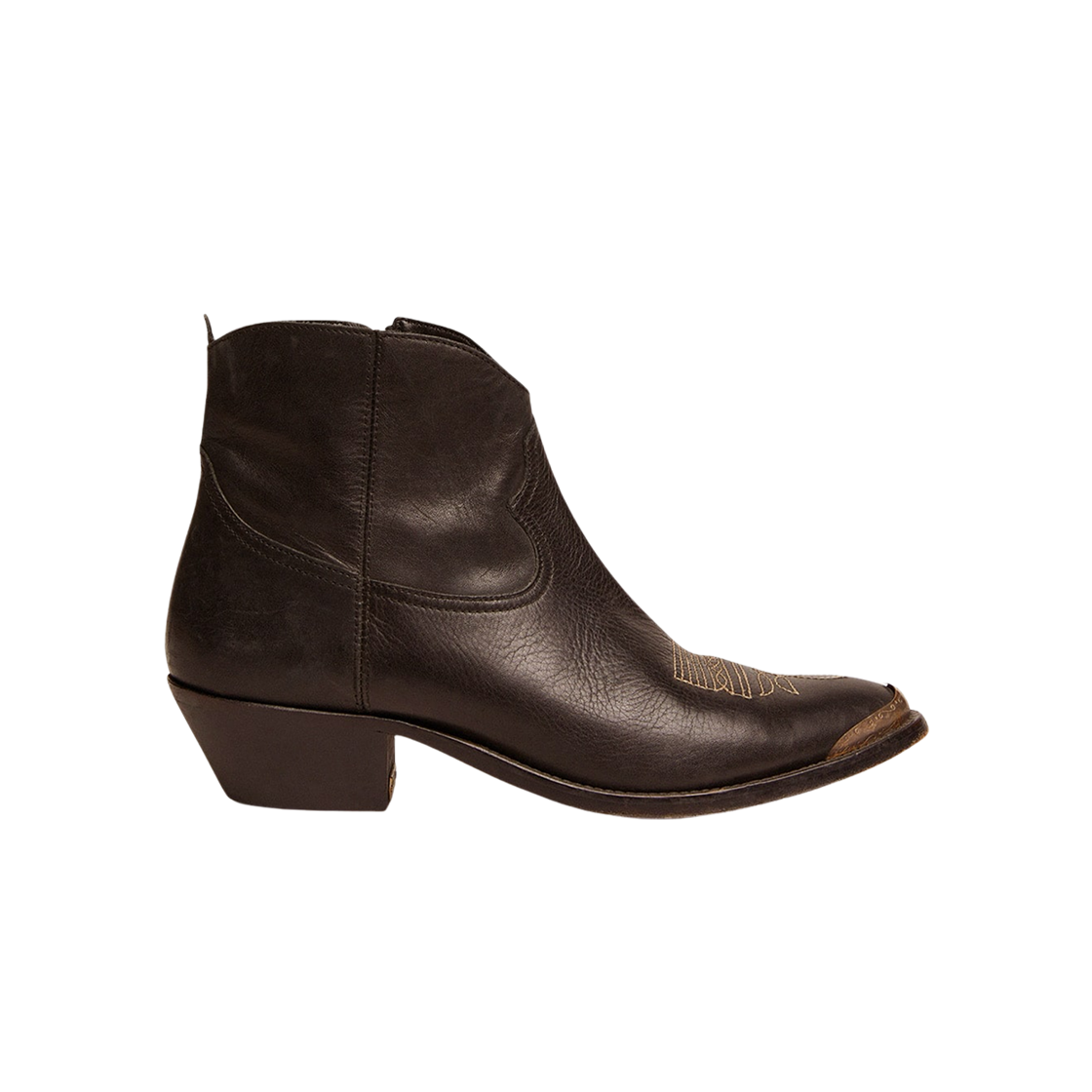 (W) 골든구스 자수 레더 영 앵클 부츠 블랙((W) Golden Goose Embroidery Leather Young Ankle Boots Black) - 1