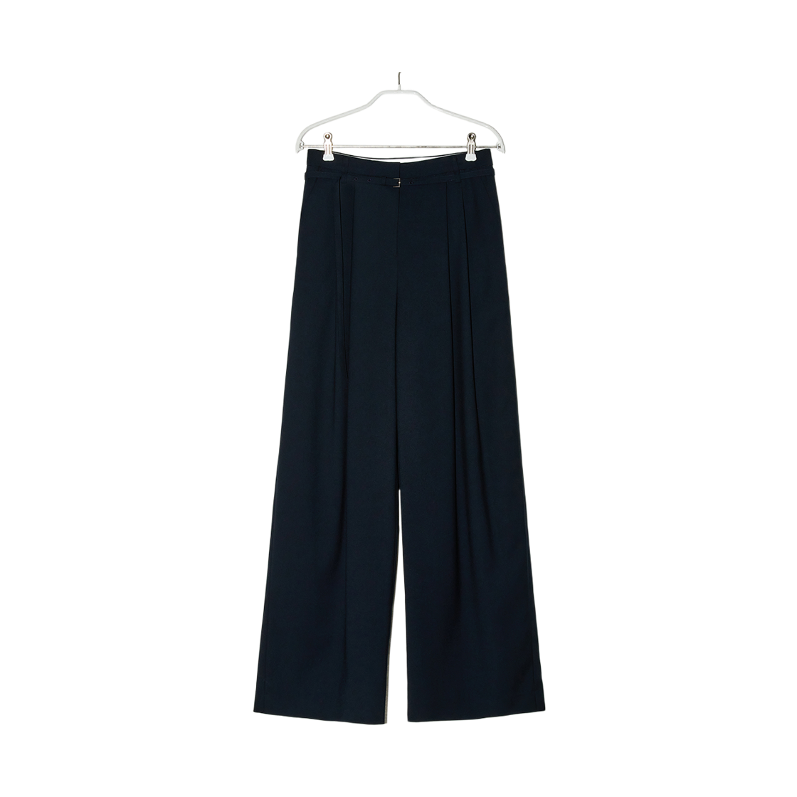 BEFWPT005NV Enor Women Belted Pintuck Wide Slacks Navy