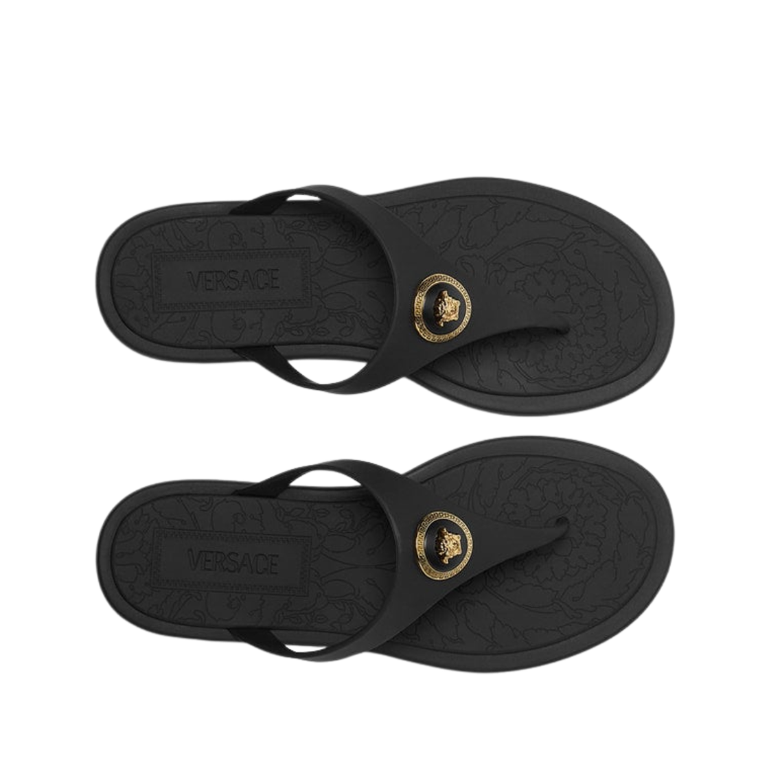 (W) 베르사체 알리아 러버 플랫 샌들 블랙 골드((W) Versace Alia Rubber Flat Sandals Black Gold) - 2