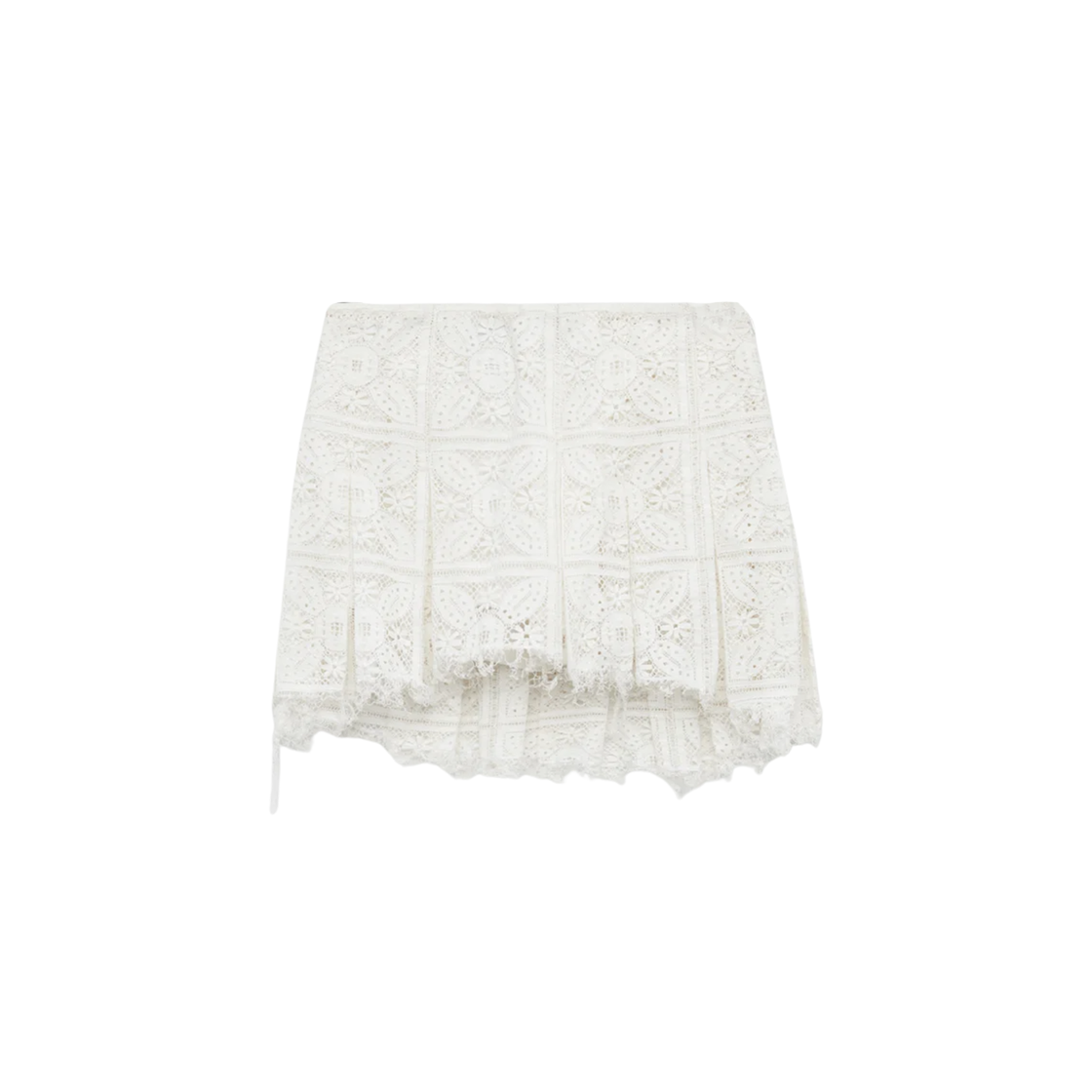 (W) 로에베 코튼 플리츠 미니 스커트 화이트((W) Loewe Cotton Pleated Mini Skirt White)