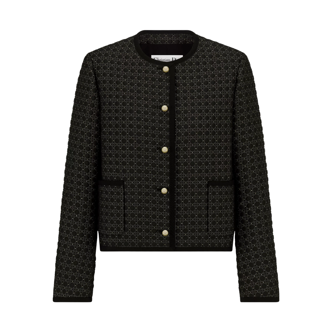 541V58A2567-9897 (W) Dior Macrocannage Cropped Jacket Quilted Technical Fabric Black