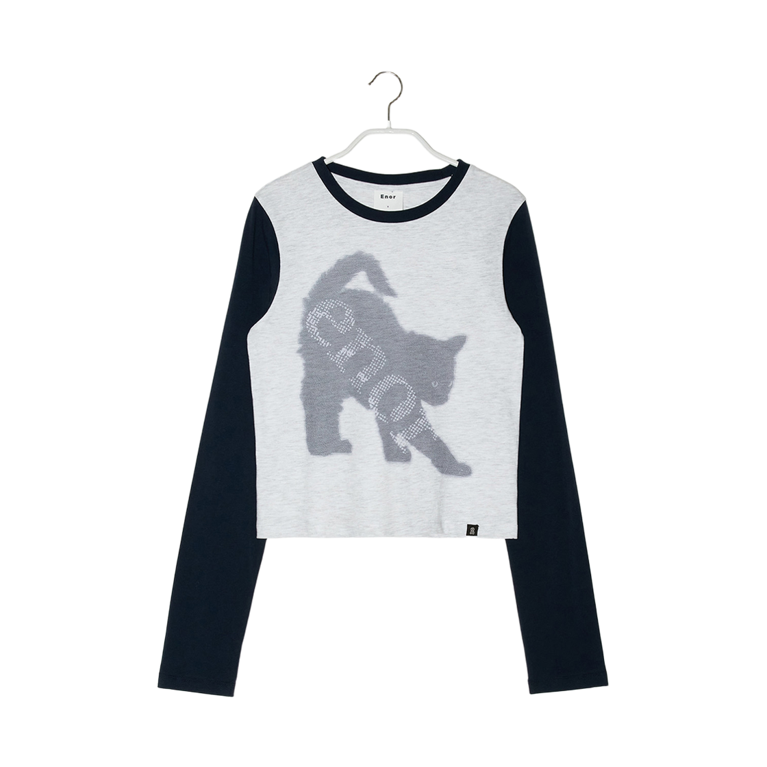 엔오르 우먼 엔오르 캣 크롭 티셔츠  라이트 그레이(Enor Women Enor Cat Crop T-Shirt  Light GREY)