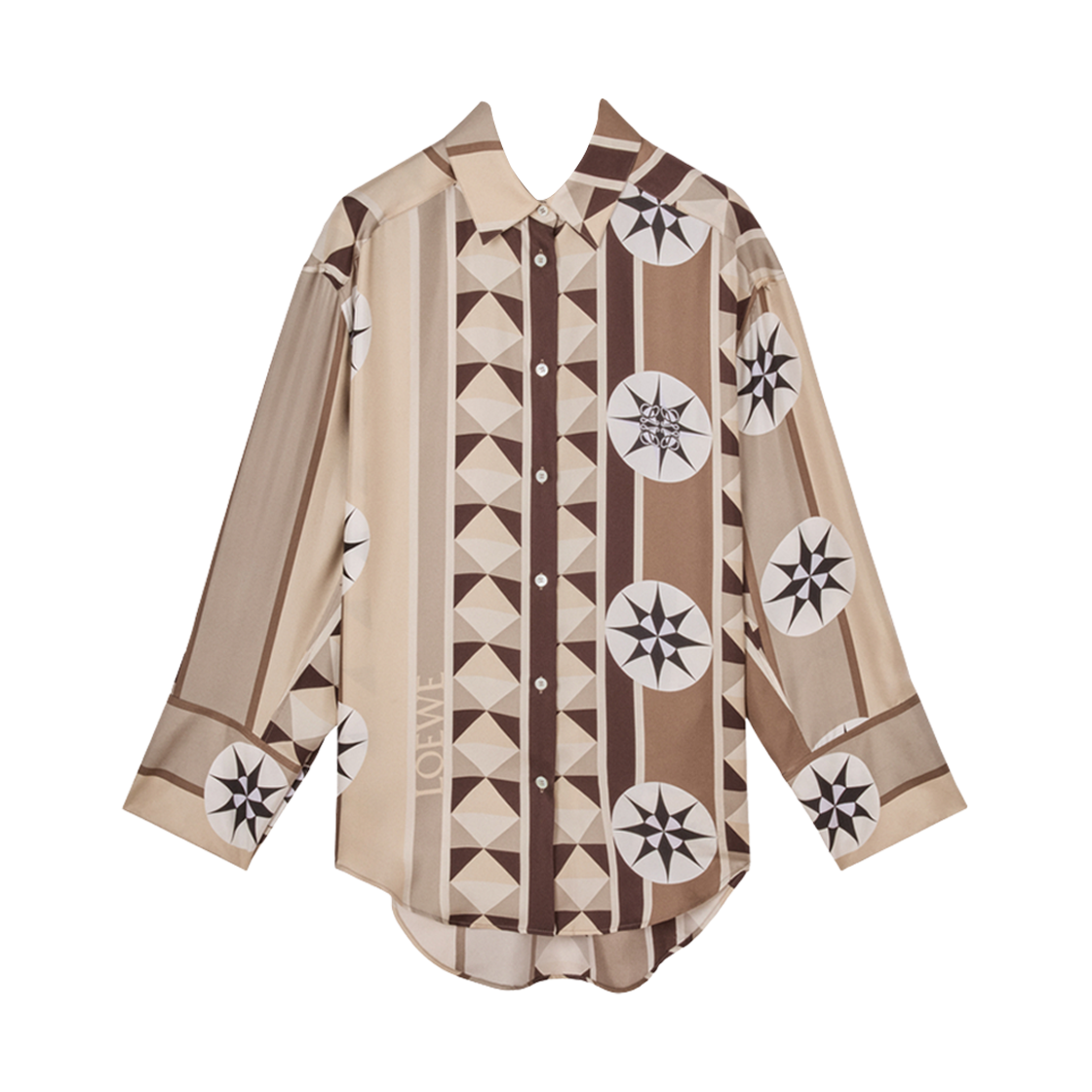 (W) 로에베 실크 셔츠 베이지 멀티컬러((W) Loewe Silk Shirt Beige Multicolor) - 1