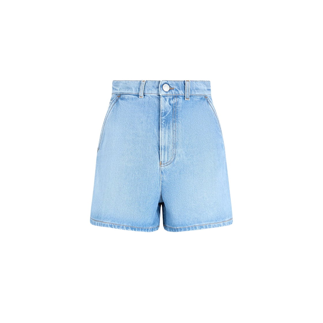 EW001498AF12675MB003 (W) Emporio Armani J77 High-Rise Worn Effect Denim Shorts Blue