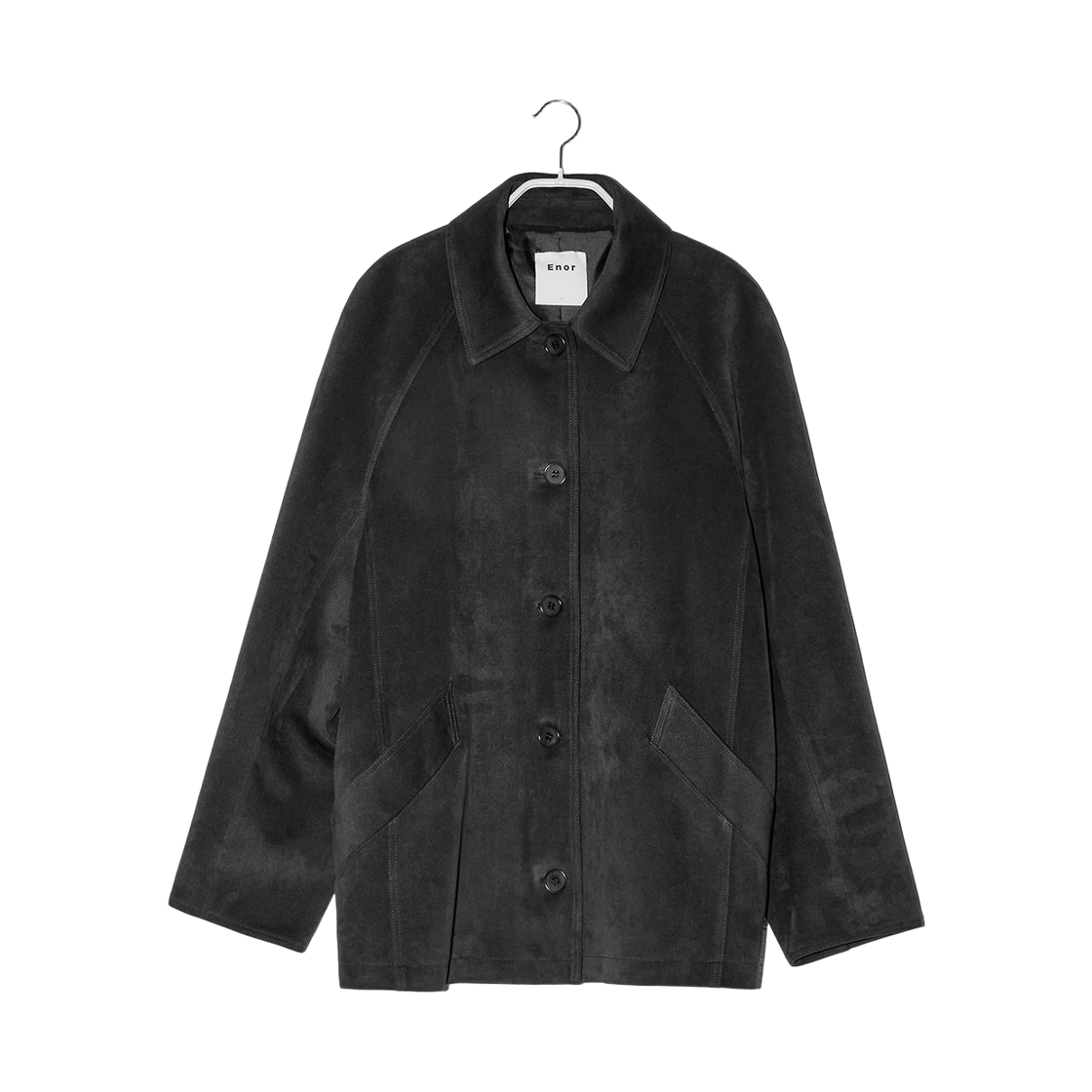 엔오르 우먼 스웨이드 싱글 하프 코트 다크 그레이(Enor Women Suede Single Half Coat Dark Grey)