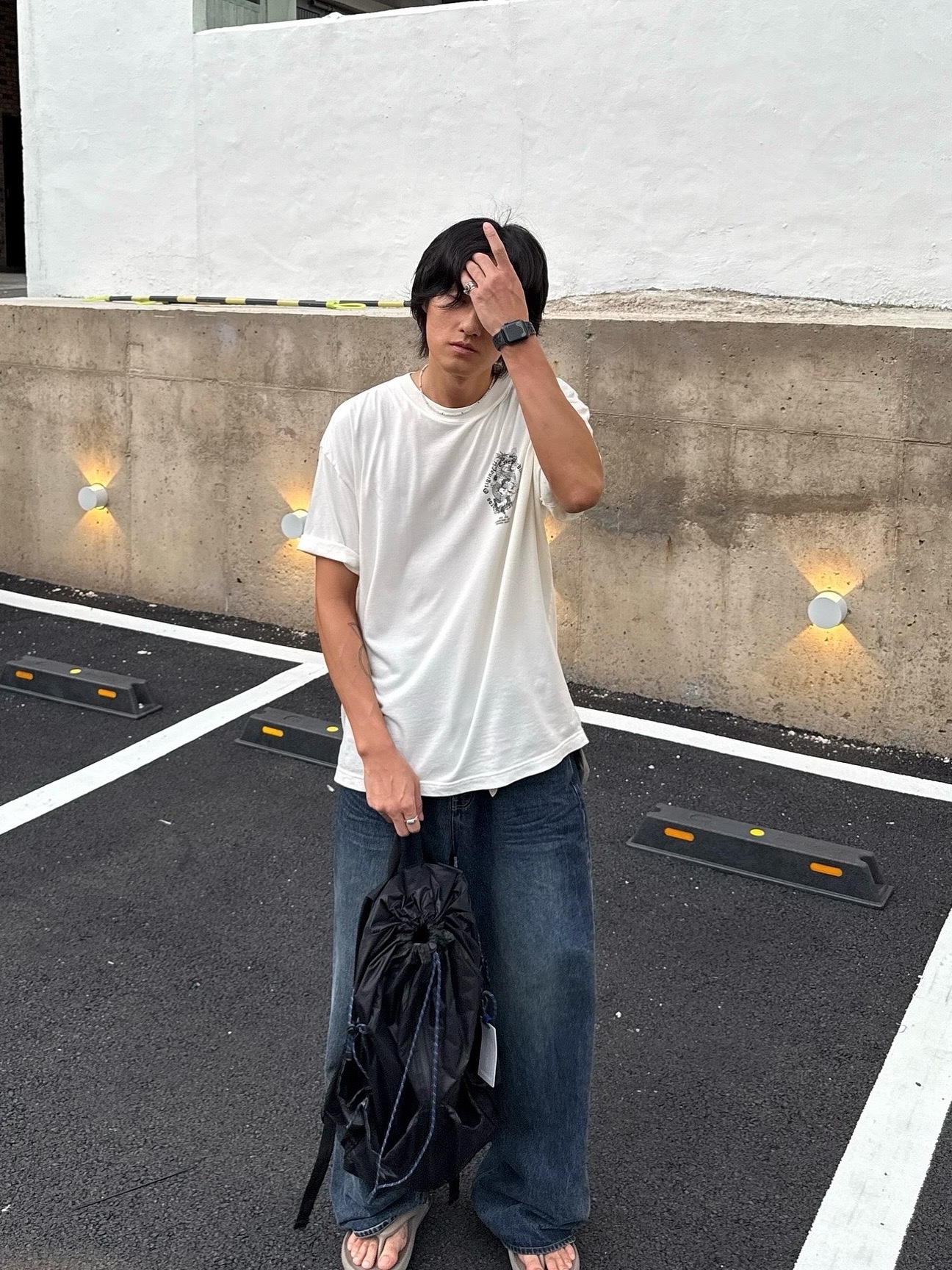 Tretorn Nylon Rip Backpack Black 착용 스타일 - 2