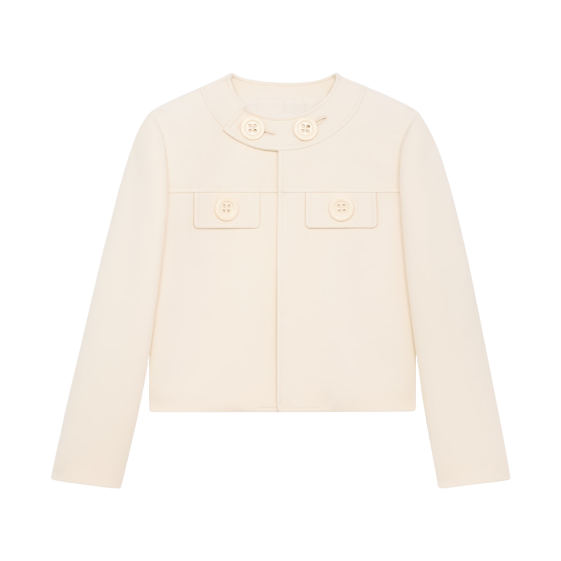 RV0450794-12CR (W) Celine Brompton Jacket in Wool Silk Gabardine Creme