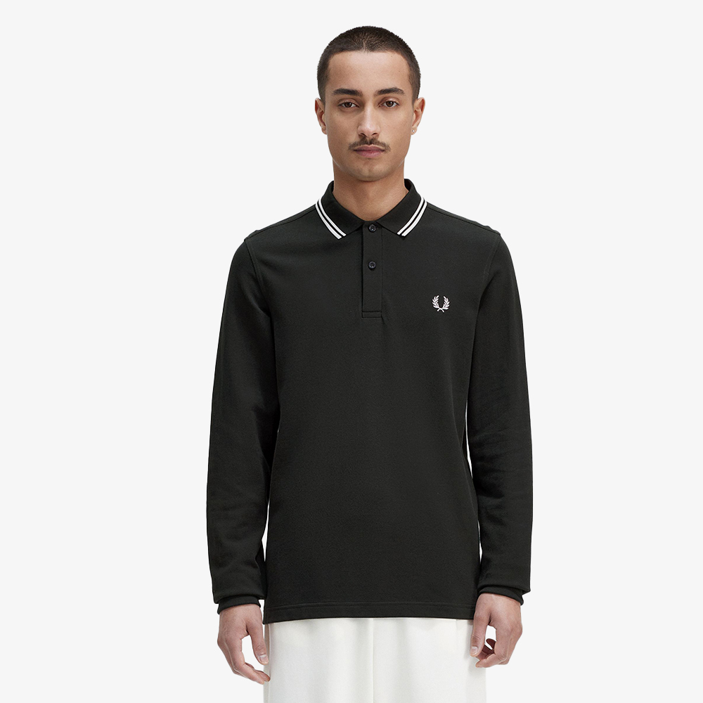 프레드페리 M3636 롱 슬리브 트윈 팁 프레드페리 셔츠 나이트그린/스노우화이트(Fred Perry M3636 Long Sleeve Twin Tipped Fred Perry Shirt Night Green Snow White) - 2