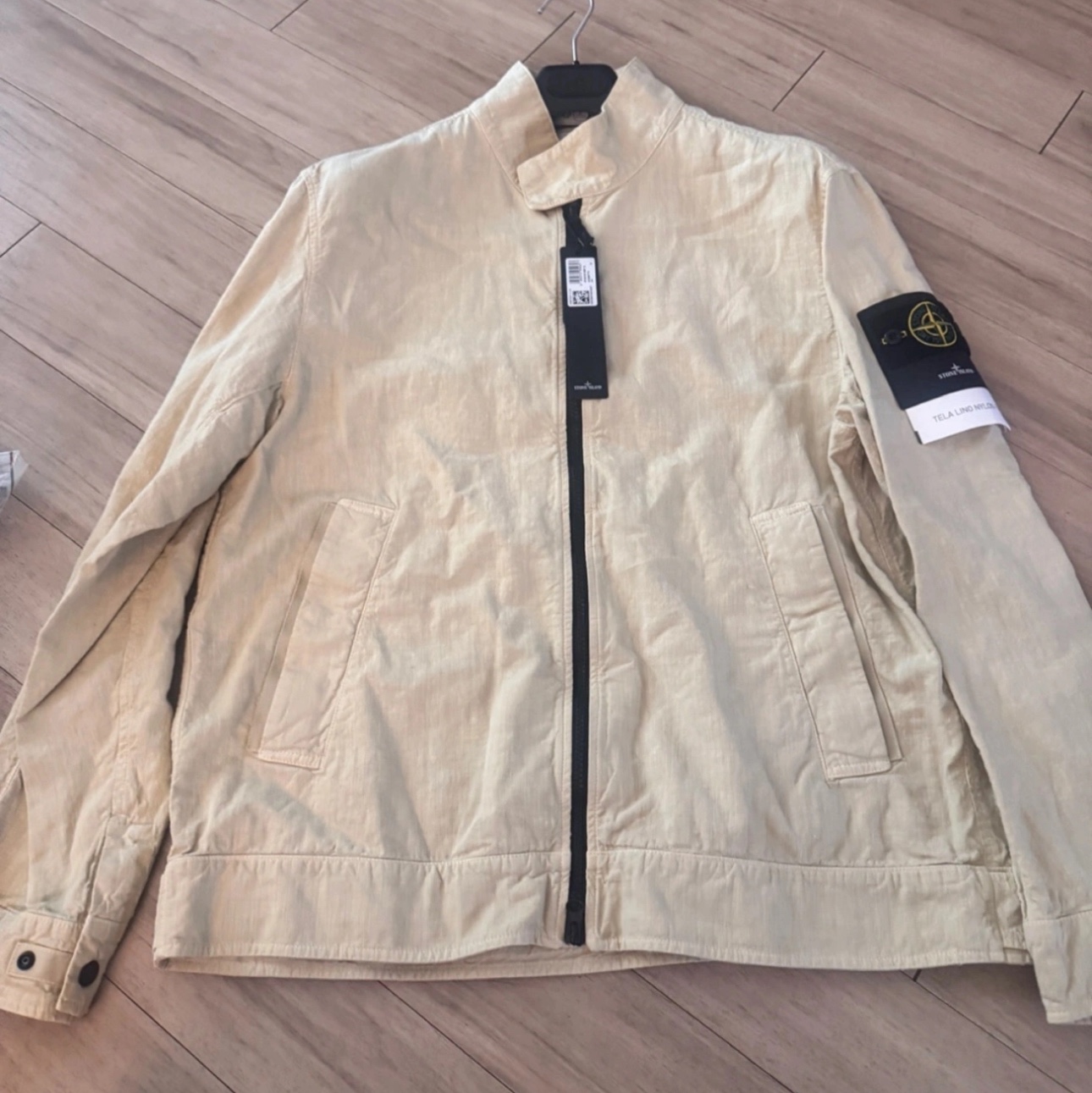 Stone Island 42130 Lino Nylon Tela-TC Hooded Jacket Ecru - 24SS 착용 스타일