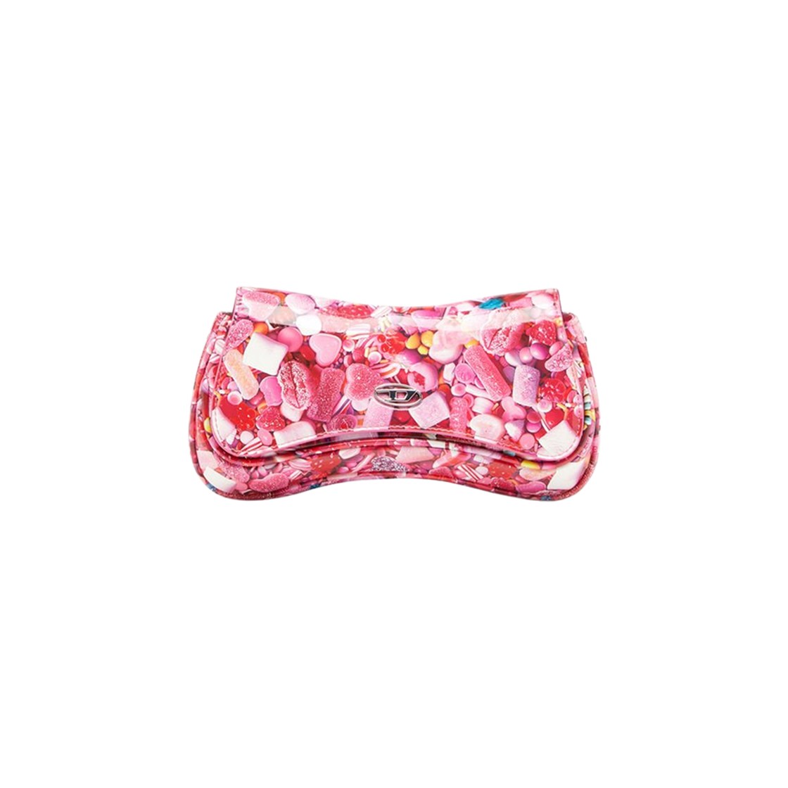 X10202P6019-HA767 Diesel Play-Glossy Clutch with Print Pink