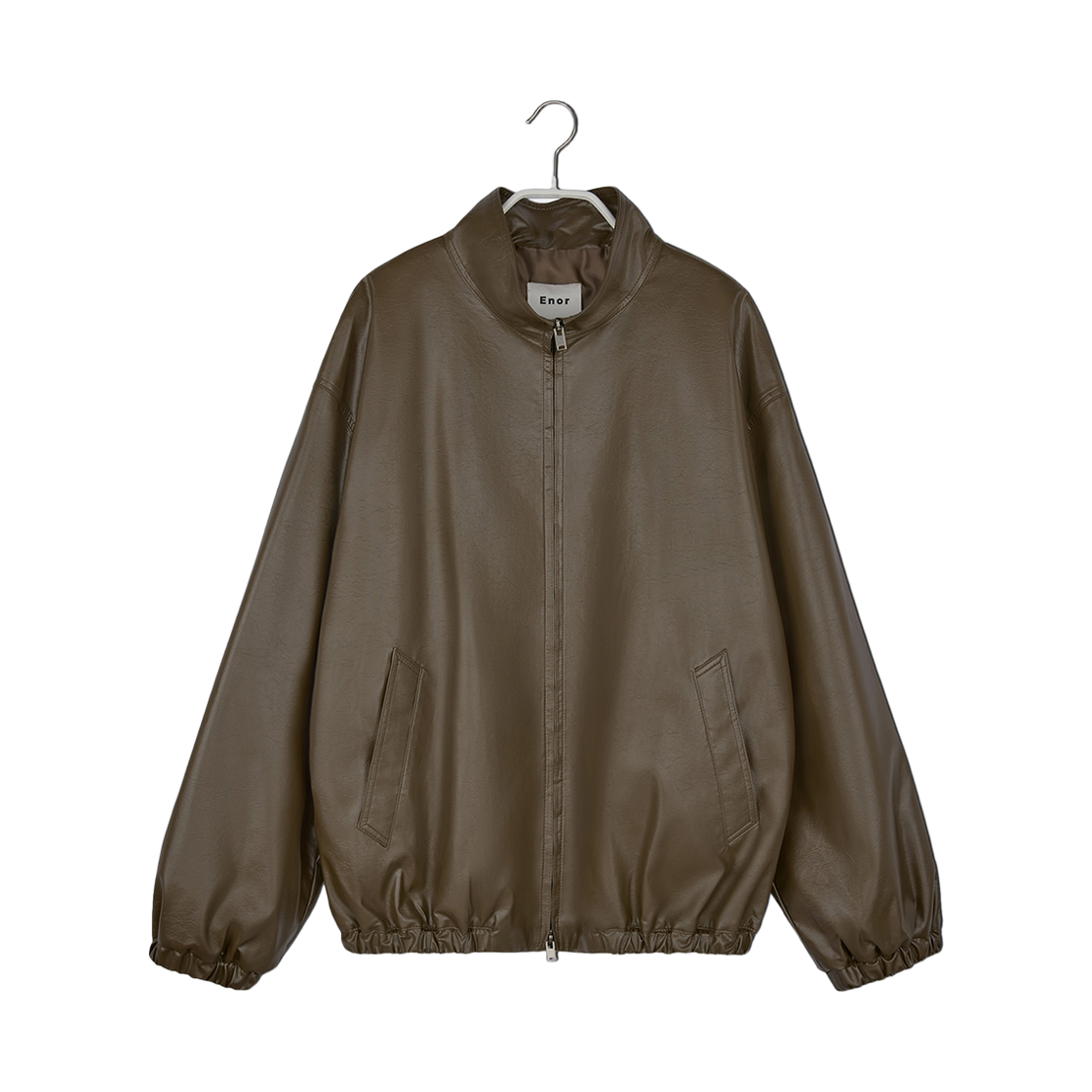 BEFWJP001KH Enor Women High Neck Leather Blouson  Khaki