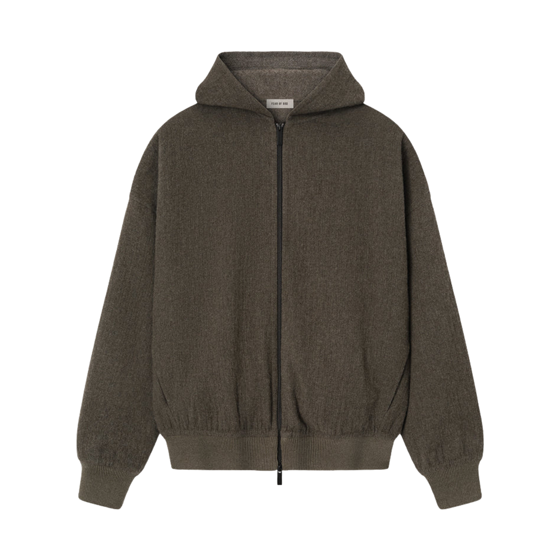 FG25FW32-337HDW-019 Fear of God Textured Wool Zip Up Hoodie Off Black