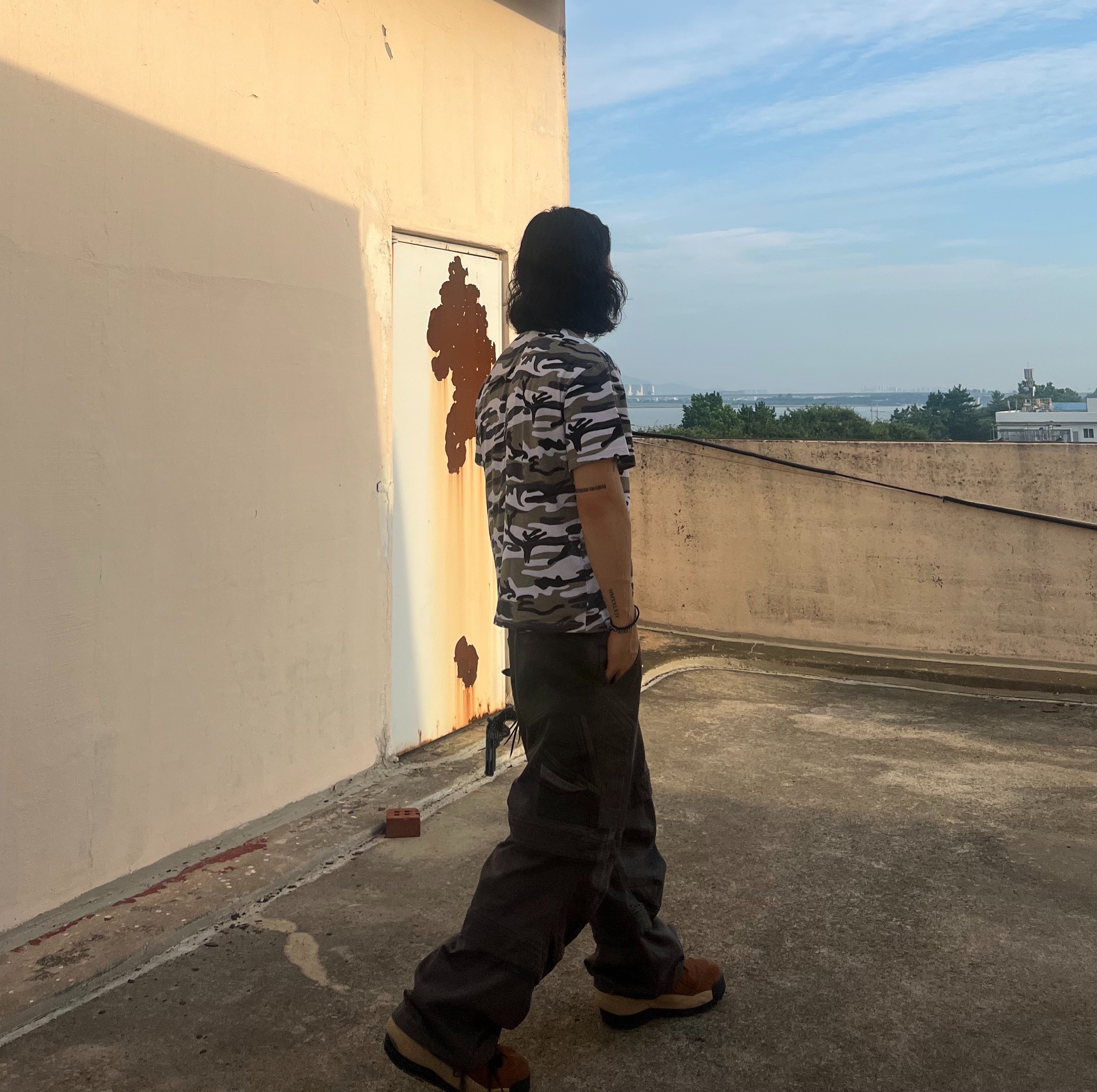 Nike x Sacai Magmascape SP Pecan, farfromwhat far layered work pants_charcoal 착용 스타일 - 3